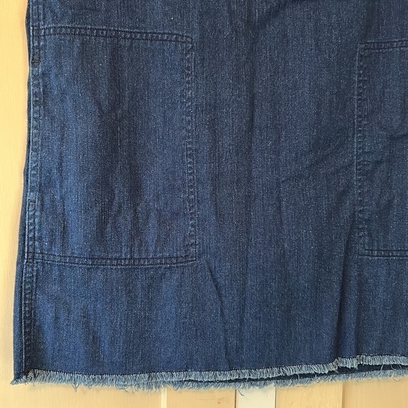 Aritzia Wilfred Free Denim Nori Dress, raw hem, pockets, women’s size small - Picture 6 of 10
